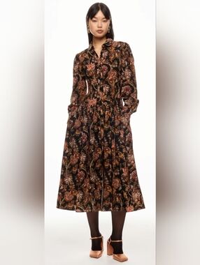 ULLA JOHNSON CELIA PAISLEY COLLARED DRESS SIZE 2 MSRP $750